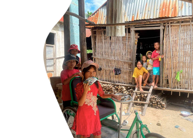 Vietnamese children drinking probiotic yoghurt