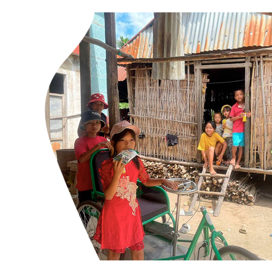 Vietnamese children drinking probiotic yoghurt