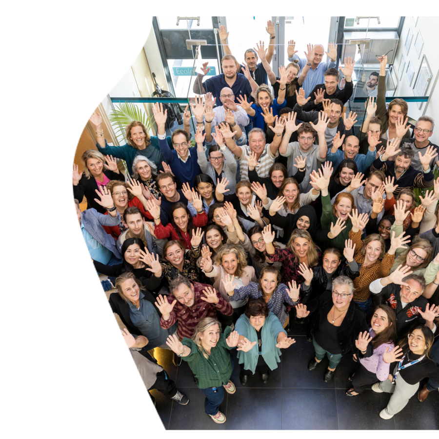 Happy employees of Winclove Probiotics, smiling and waving to prove that this is a Great Place To Work.